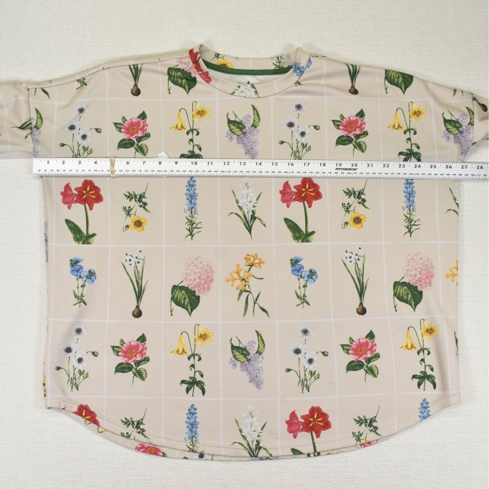 Tuckernuck Fresh Buds Floral 3/4 Sleeve Boxy Pullover Luxe Top Multi XS/S - Picture 8 of 8